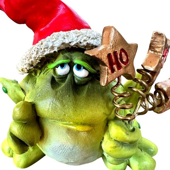 Vintage Russ Christmas Douglas Frog Figurine Ho Ho Ho Santa Hat Toad Gift Peace - Picture 4 of 10